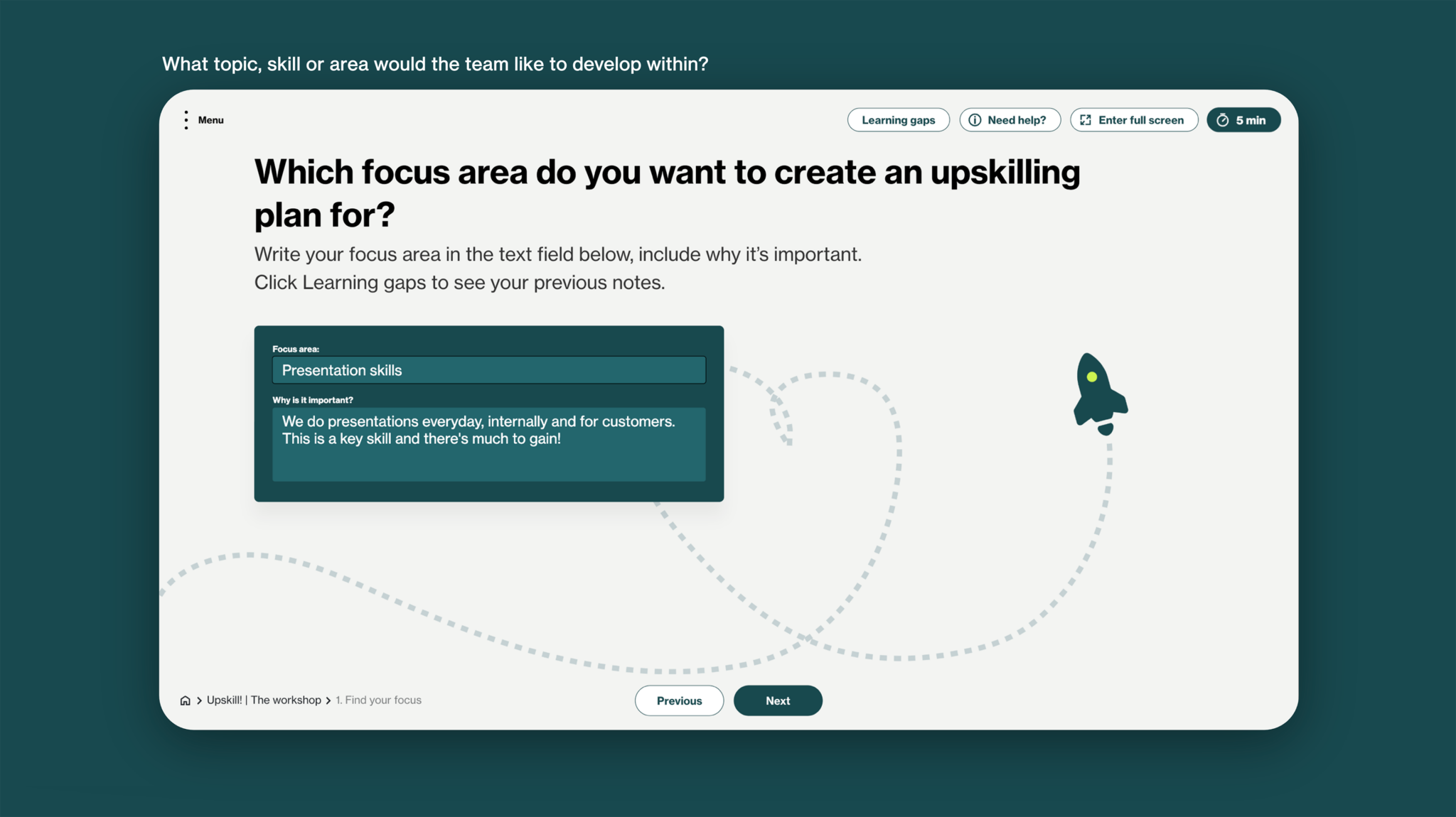 The teams focus area