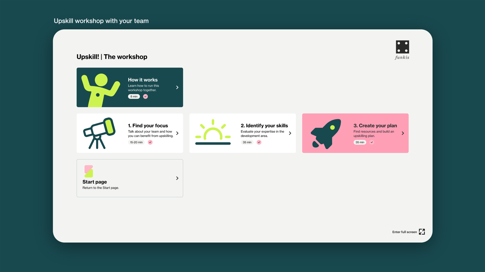 The Upskill workshop menu
