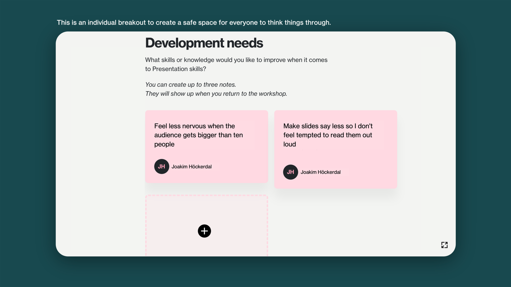 Individual breakout - adding development needs
